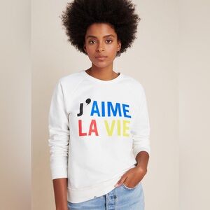 Clare V. For Anthropologie J’Aime La Vie Sweatshirt, sz XS